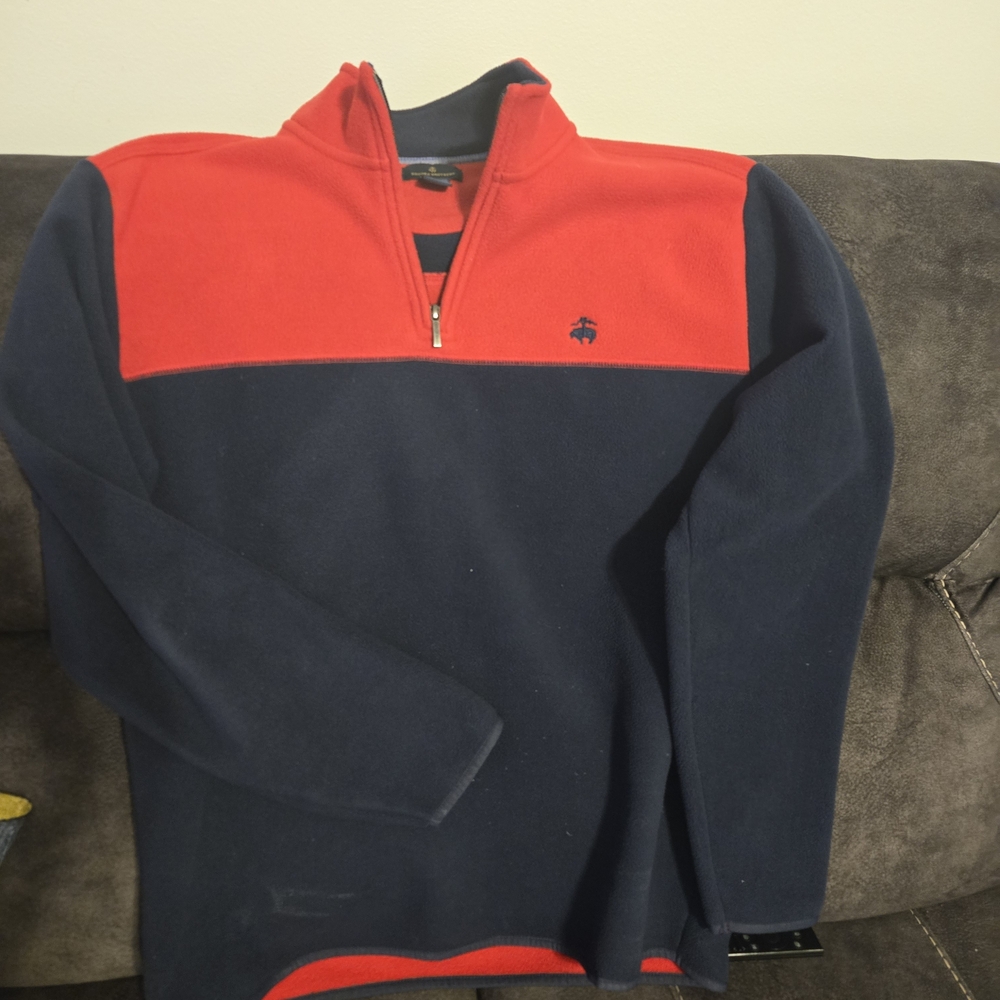 Brooks Brothers Red and Navy Zip-Up Sweater